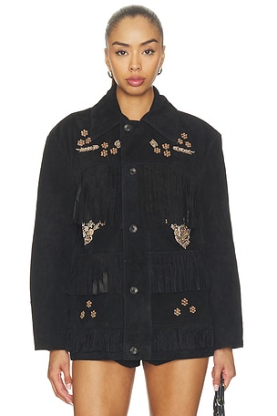 Hand Embroidered Suede Western Fringe Jacket Found