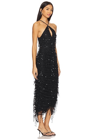 Paris Georgia Gigi Fringe Dress in Black