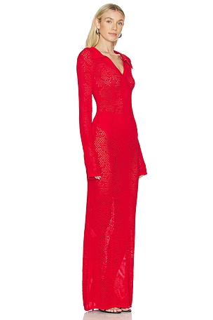 Paris Georgia Snakeskin Crochet Dress in Red