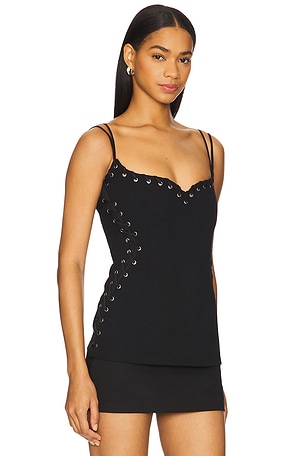 Paris Georgia Eyelet Heart Singlet Top in Black
