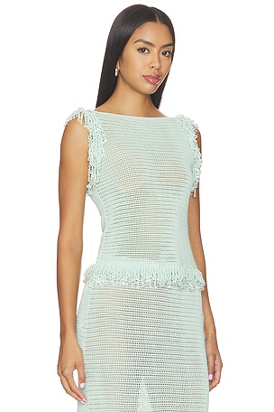 Paris Georgia Fringe Top in Baby Blue