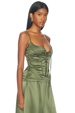 Paris Georgia Paloma Singlet Top in Dark Green
