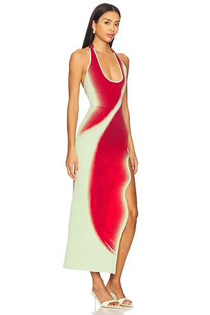 PH5 Noah Halter Neck Long Dress in Red