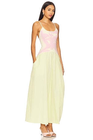PH5 Ivy Mixed Media Maxi Dress in Lemon