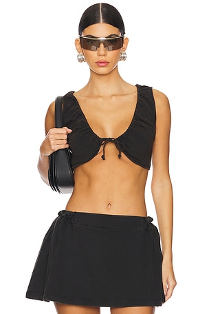 Washed Cotton Drawstring Crop Top PRIVATE POLICY