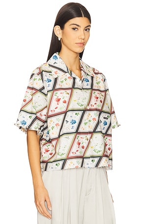 PRIVATE POLICY Cropped Camp Shirt in Ivory