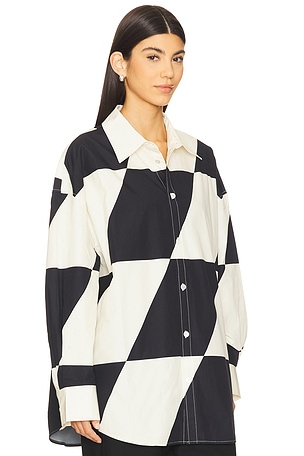 PRIVATE POLICY PXL Checker Button Down Shirt in Black,White