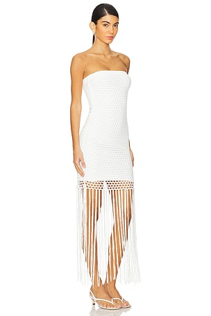 PQ Vanessa Strapless Fringe Dress in White