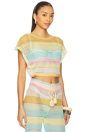 PQ Renee Crop Top in Blue,Yellow
