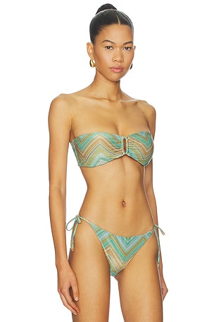 PQ Detail Bandeau Bikini Top in Green,Teal