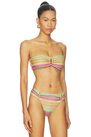 PQ Detail Bandeau Bikini Top in Green,Pink