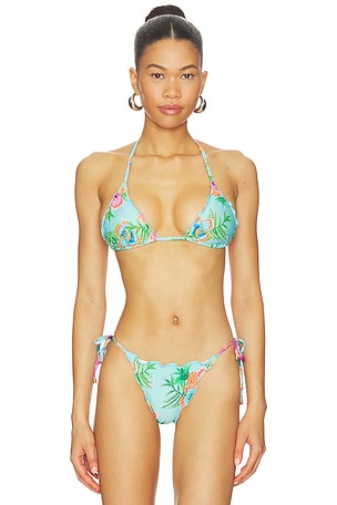 Embroidered Lettuce Edge Triangle Bikini Top PQ