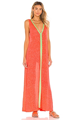 Pitusa V Neck Flare Maxi Dress in Watermelon REVOLVE