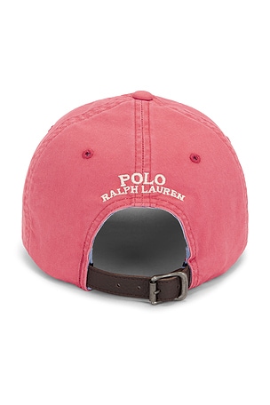 Polo Ralph Lauren Stretch Twill Classic Sport Cap & Leather Strap in Coral