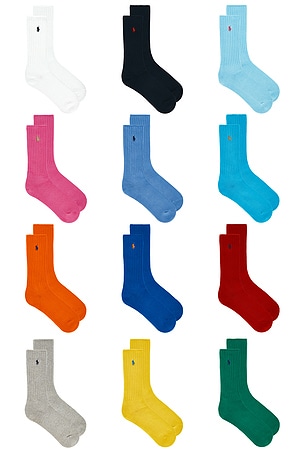 Cotton Rib Crew Socks 12-Pack Giftbox Polo Ralph Lauren