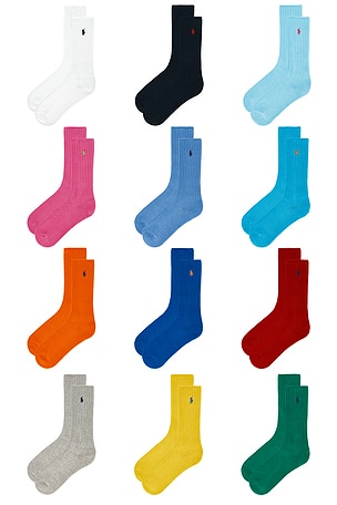 Polo Ralph Lauren Cotton Rib Crew Socks 12-Pack Giftbox in Assorted