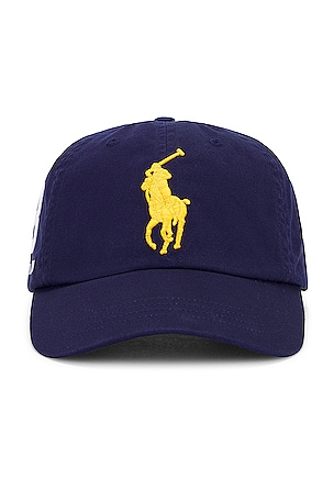 Blue polo hat with yellow horse best sale