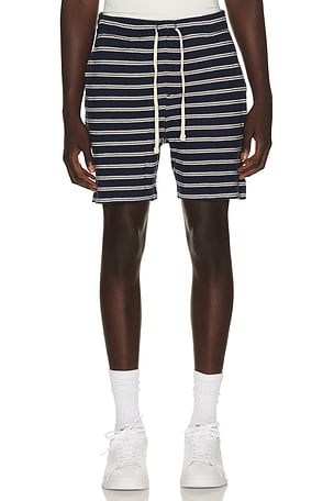 Cotton Club Bar Stripe Textured Pull On Short Polo Ralph Lauren