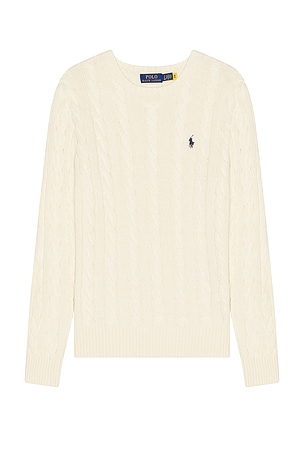 Polo Ralph Lauren Cable Knit Crewneck Sweater in Cream