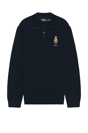 Lex Merino Wool Novelty Bear 1/2 Zip Sweater Polo Ralph Lauren