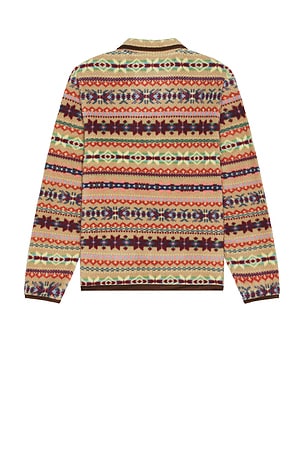 Polo Ralph Lauren Long Sleeve Printed Vintage Fleece Snap Mockneck Pullover in Brown