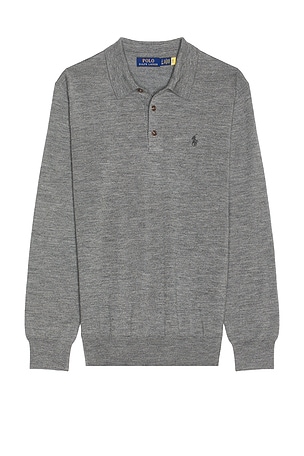 Merino Wool Button Placket Polo Sweater Polo Ralph Lauren