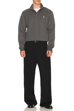 Polo Ralph Lauren Long Sleeve Double Knit Tech Snap Mocknock Pullover in Grey