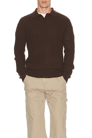 Long-Sleeve Cotton Wool Textured Crewneck Sweater Polo Ralph Lauren