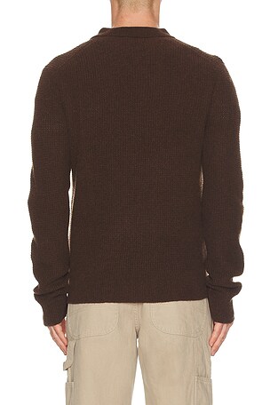 Polo Ralph Lauren Long-Sleeve Cotton Wool Textured Crewneck Sweater in Brown