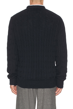 Polo Ralph Lauren Cotton Cable V-Neck Cardigan Sweater in Blue