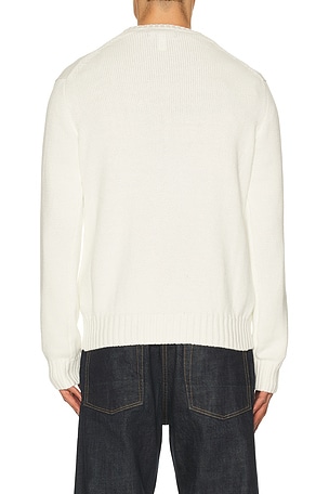 Polo Ralph Lauren Long Sleeve Roving Cotton USA Flag Crewneck Sweater in White