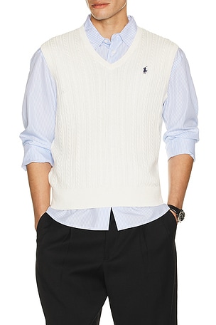 Sleeveless Featherweight Cable Knit V-Neck Sweater Vest Polo Ralph Lauren