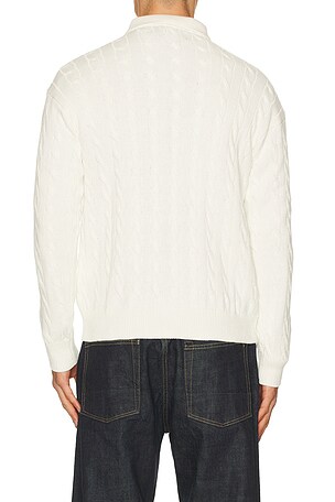 Polo Ralph Lauren Long Sleeve Garment Dyed Cable Knit Polo Sweater Relaxed Fit in White. Size XXL/2X. Also