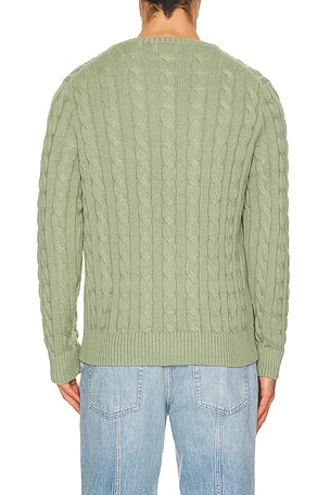 Polo Ralph Lauren Cable Knit Crewneck Sweater in Sage