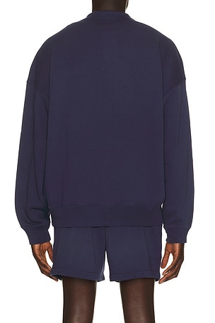 Polo Ralph Lauren Island Fleece Knit Graphic Print Polo Sweatshirt in Navy