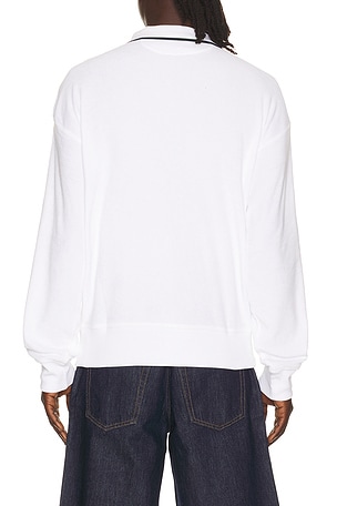 Polo Ralph Lauren Lightweight Terry Tennis Logo Polo Sweatshirt in White