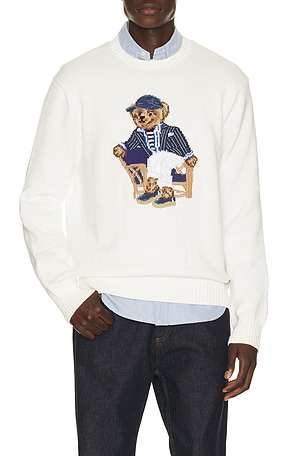 Linen Cotton Novelty Newport Bear Crewneck Sweater Polo Ralph Lauren