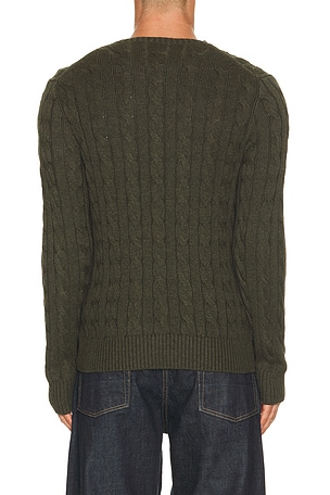 Polo Ralph Lauren Cotton Cable Knit Crewneck Sweater in Olive