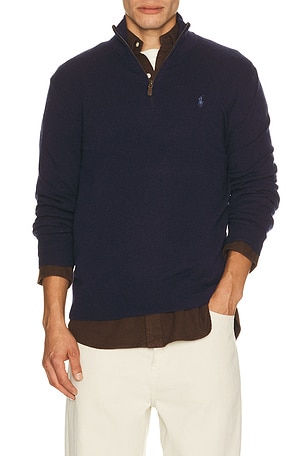 Long Sleeve Lux Merino Wool 1/2 Zip Pullover Sweater Polo Ralph Lauren