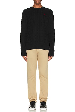Polo Ralph Lauren Cable Knit Cotton Sweater in Black