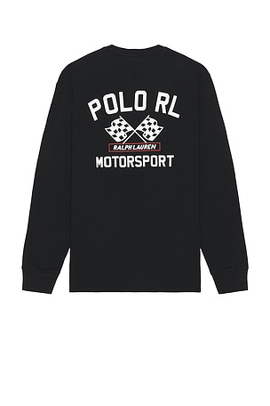Polo Ralph Lauren Long Sleeve Motorsport Graphic T-Shirt in Black
