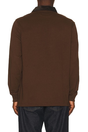 Polo Ralph Lauren Long-sleeve Jersey Knit Novelty Bear Rugby Polo W/ Cord Collar in Brown