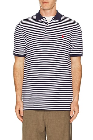 Short Sleeve Mesh Polo Classic Fit White Stripe Polo Ralph Lauren
