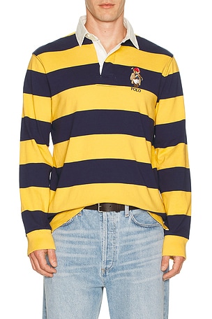 Long Sleeve Jersey Knit Novelty Polo Society Bear Rugby Shirt Polo Ralph Lauren