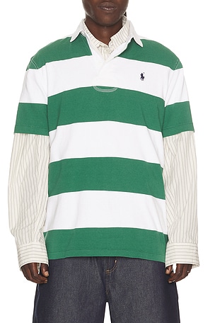 Short Sleeve Jersey Knit Iconic Rugby Stripe Polo Polo Ralph Lauren