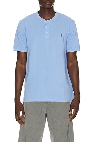Short Sleeve Garment Dyed Featherweight Mesh Henley T-Shirt Polo Ralph Lauren