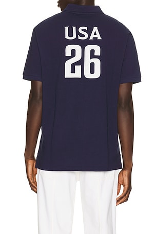Polo ralph lauren short sleeve usa mesh polo en color azul mareno