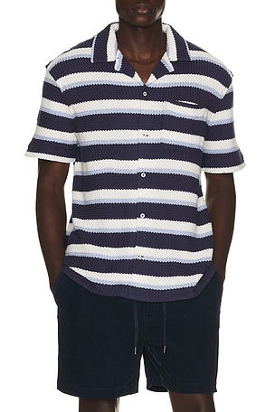 Short Sleeve Yarn Dyed Textured Herringbone Andy Camp Striped Shirt Polo Ralph Lauren
