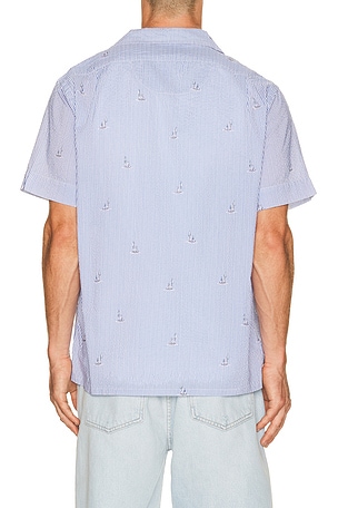 Polo Ralph Lauren Seersucker Sailboat Print Andy Camp Shirt in Sailboat On Stripe