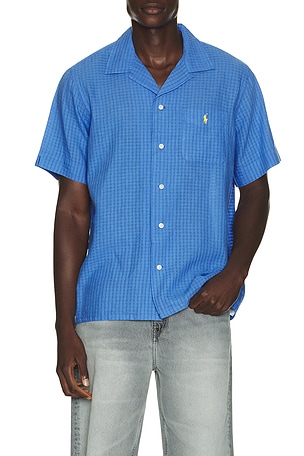 Short Sleeve Seersucker Linen Andy Camp Shirt Polo Ralph Lauren